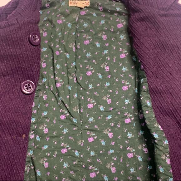Forever 21 Purple Tweed or Corduroy Peacoat Jacket Small - Picture 3 of 6